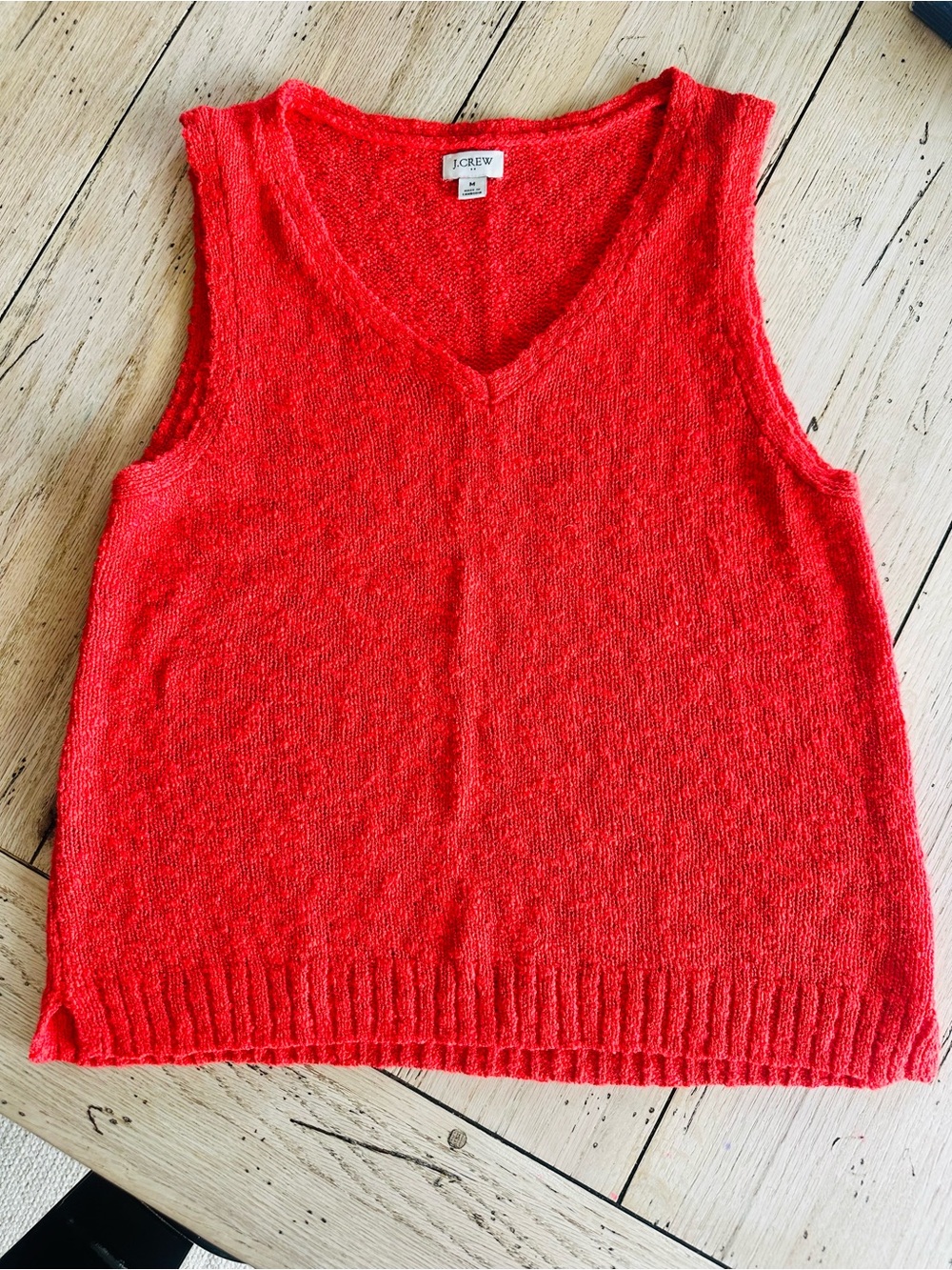 J. Crew Bright Red V-Neck Knit Sweater Vest